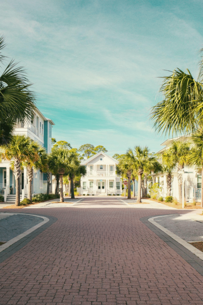 White houses and palm trees